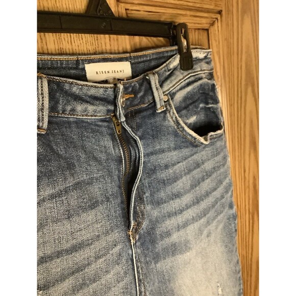 Risen jeans straight distressed denim jeans size 11/30 women's 26.5" inseam - Picture 3 of 5